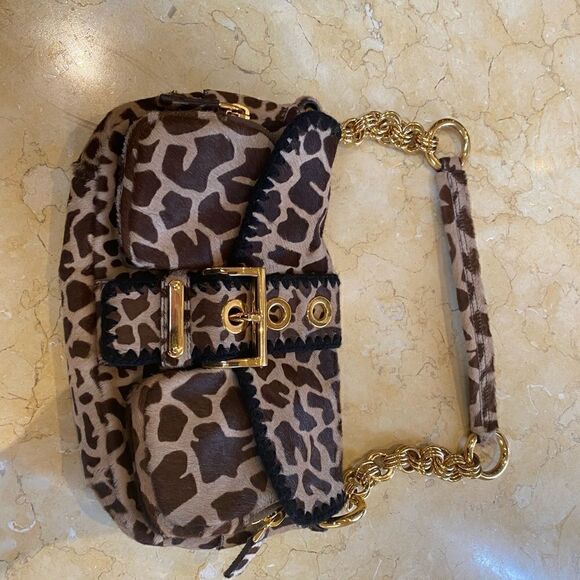 Vintage PRADA Leopard print fur evening bag - Picture 10 of 11